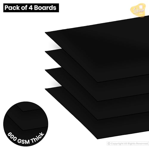 Image of Lakeer A3 Black Mounting Board (Z Black Colour) Pack of 4 Cardstock paper-600 GSM /1mm Thick (Size: 297mm X 420mm)