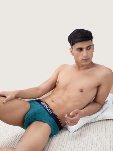 Image of DAMENSCH Men's Regular Fit Printed Cotton Briefs for Men Pack of 4| Combed Cotton, Stretchy Fabric, Anti-Bacterial and Microfibre Waistband