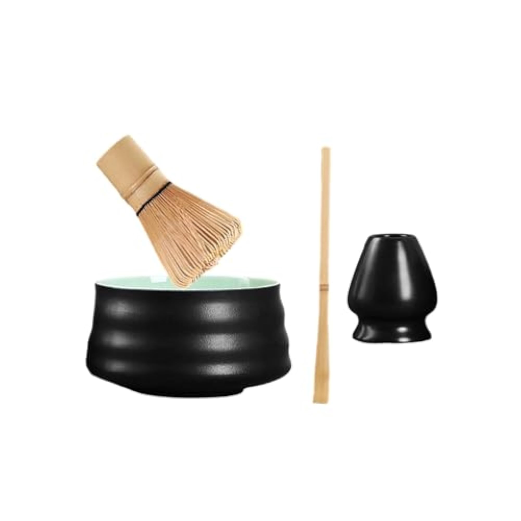 4 Pieces Bamboo Matcha Whisk Spoon and Holder Set
