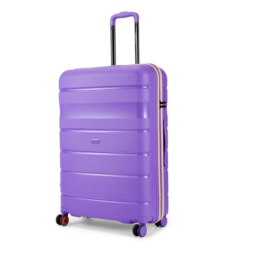 Image of Nasher Miles Jupiter Hard-Sided Polypropylene Check-in Luggage 28 inch | 75cm | 8 Wheels Large Trolley Bag for Travel | Suitcase (Purple)