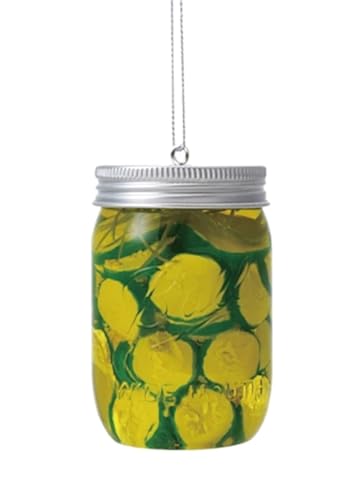 The Bridge Collection Glass Pickle Jar Ornament - 3.25' Jar of Pickles Christmas Ornament - Inspired by Home Canning and Preserving Garden Fruits and Vegetables - Cucumber or Zucchini in Brine