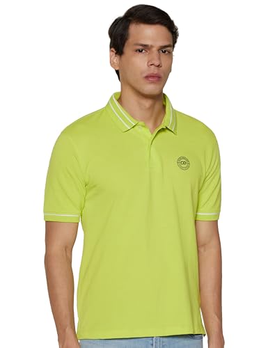 Image of Peter England Men's Regular Fit Insignia Half Sleeve Polo T-Shirt | Cotton Rich | Premium Pique Weave