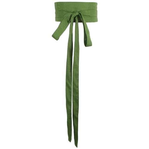 Inzegao Cotton Linen Obi Belt for Women Lengthened Lace-Up Wrap Waist Wide Cinch Belts for Dress Self Knot Tie Waist Band
