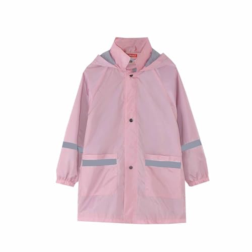 Kids Waterproof Hooded Rain Jacket Teen Boys Girls Lightweight Raincoat Snap Button Travel Windbreaker with Pockets