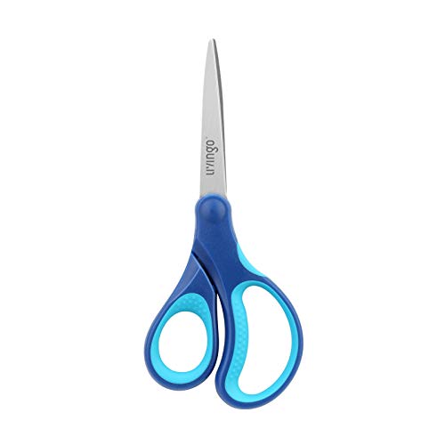 LIVINGO 7" Student Scissors, Sharp Stainless Steel Pointed Tip Blades Shears for Middle School Kids Crafting Project, Comfort Right/Left-handed, Assorted Color, 3 Pack