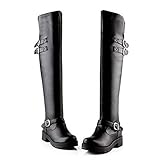 [TRVELBETT] ニーハイブーツ ロングブーツ レディース ひざ丈 ニーハイブーツ 厚底 厚底ブーツ ストレッチ つや消し黒 ブラック BLACK 靴 コスプレ コス ライブ 衣装 コスプレ (38：24.0cm)