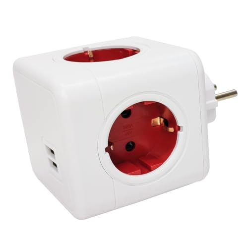 LED ATOMANT Cubo Enchufe USB 16A 6 en 1, Ladrón Enchufe Múltiple Pared con 4 Tomas CA, 2 USB 3.0 con Interruptor