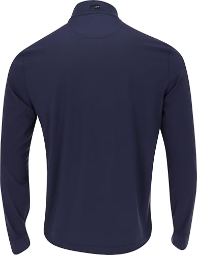 Greg Norman Shiver Shark Print Warp-Knit 1/4 Zip Navy Outerwear Men L2