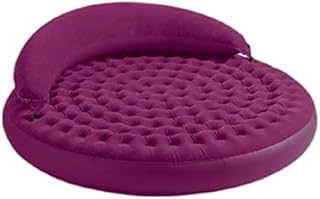 BWHNER Round-Inflatable Sofa Bed, Flocking Fabric Folding Leisure Comfort Double Plus Back Air Mattresses, for Family Vacation/Camping,Purple,191X53cm