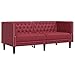 vidaXL Poltrona Chesterfield a 2 Posti Rosso Vino in Similpelle, Divano, Divano a Due posti in Similpelle, Divano a Due posti, Divano Imbottito immagine