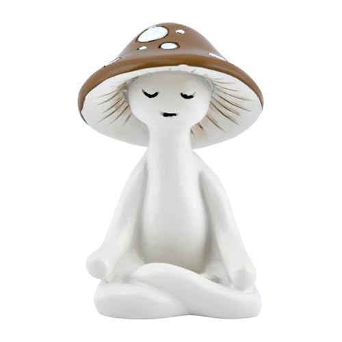 Estatua de hongo meditación de resina pequeña blanca miniatura 1