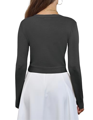 Image of VOIANLIMO Women's Cardigan Knit Sweaters Long Sleeve Cropped Tie Front Bolero Shrug for Dresses S-XL