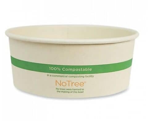 World Centric No Tree Wide Paper Bowls, 24 oz., 5.9-inch Diameter x 2.4-inch H, Natural, Sugarcane, 300/Carton (WORBONT24W)
