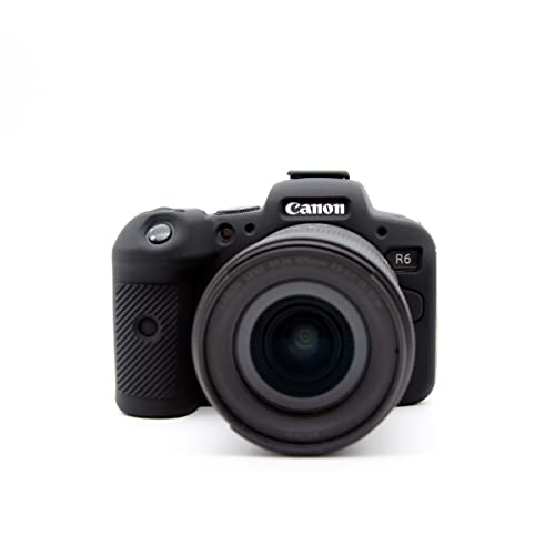 ????? EOS R6/ EOS R6 II/EOS R6 Mark II ケース 保護ケース ????? EOS R6/ EOS R6 II/EOS R6 Mark II カメラ用 - ソフトシリコンカバーカメラケース - ブラック (Black)