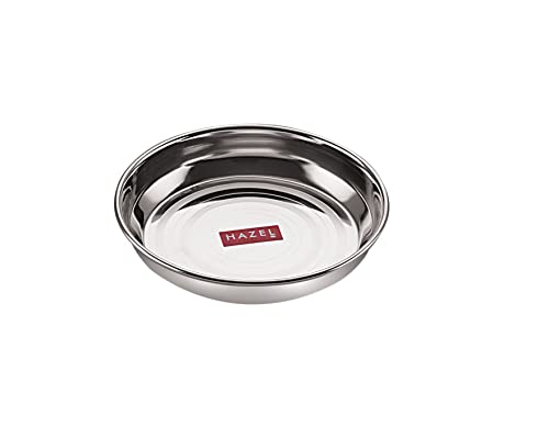 Image of HAZEL Stainless Steel Plates Set for Serving Ice Cream | Small Steel Plates for Snacks | Breakfast Plates, 150 ML, Set of 1