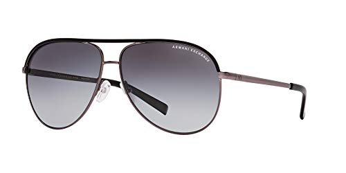 Armani Exchange Unisex Sunglasses Shiny Gunmetal & Black Frame, Gradient Grey Polarized Lenses, 61MM