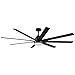 Rivet Modern Remote Control DC Motor Ceiling Fan with 18W Integrated LED Light. 72"W x 10"H, Black