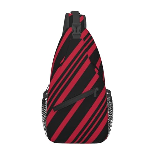 Dyale Christmas Candy Cane Stripe Fashionable, Portable, And Large Capacity Men'S Casual Cross Chest Bag