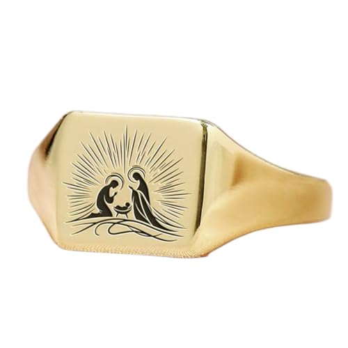 Bague chrétienne Jésus chevalière argent 925 plaqué or style vintage