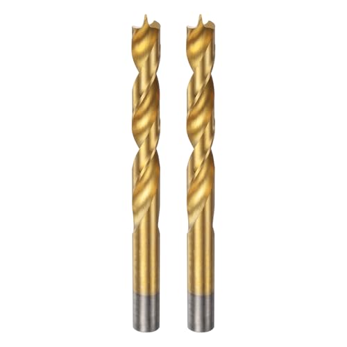 QUARKZMAN 2 Stück Brad Point Bohrer Set 12,5 mm Durchmesser Gerader Rund-Schaft Metrische Spiral Twist Golden Bohrer für Schreiner Holzbearbeitung Kunststoff Gummi