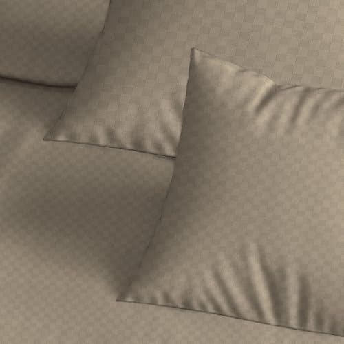 Image of Trance Home Linen 300TC 100% Cotton Jacquard Checks Pillow Covers | Set of 2 Pillow Cases |Standard Size (20 x 30 inch, Mocha)