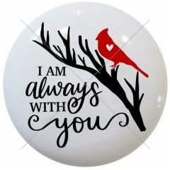 Cardinal Red Birds Images on 1.5" White Decorative Glossy Ceramic Cabinet Drawer Pull KNOBS (06)