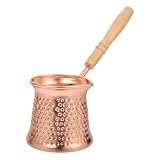 WATIIFUFU 銅合製木製ハンドル付き式コーヒーポット コンロ用ミルク加熱対応 アラビア式イブリック 土耳其スル調理用コーヒーポット