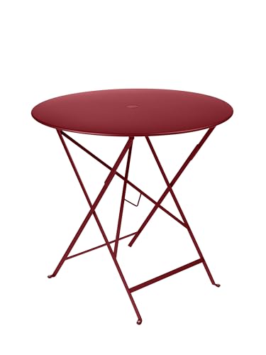 FERMOB Table Bistro Ronde Pliante Gamme 2026, Acier, Piment, Ø77 x H.74 cm, Usage Extérieur