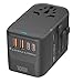 100W GaN Charger REFLEX POWER Universal Travel Adapter GaN Charging Hub, Worldwide USB-C Charger with 5 USB Ports (2 Type A & 3 Type C), International Power Adapter for UK/EU/USA/AUS