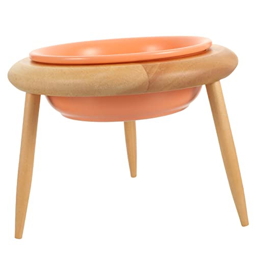 ROMISBABA 1 セット セラミック猫ボウル 大型犬用ウォーターボウル 猫スローフィーダーボウル マット 猫のおもちゃインタラクティブ パズル ペットアクセサリー ペット用品 木製 Orange