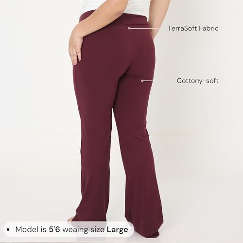 Image of Terractive Cuddle Flares for Women | TerraSoft Ultra Soft, Super Stretchy & Sweat-Wicking Flare Pants | High-Waist Tummy Tuck Workout & Lounge Pants