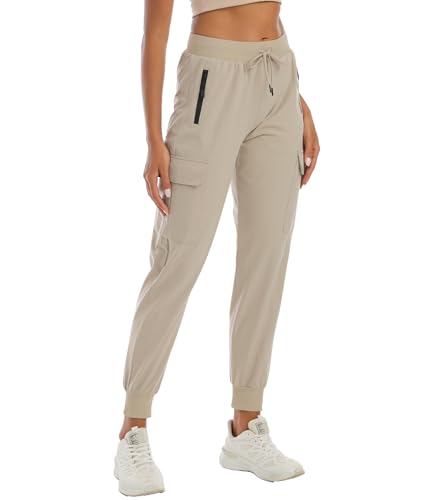 Womens Cargo Pants with Pocket Quick Dry Workout Athletic Joggers Drawstring Travel Casual Outdoor Camping Hiking Pants