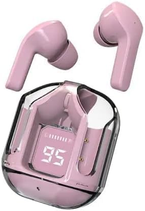 Wireless Ultrapods Earbuds - TWS Bluetooth 5.3 Earphones with Transparent Charging Case - LED Digital Display & Built-in Mic - Crystal Clear Aesthetic Earbuds for I Phone, Android & Gaming (Pink)-image-15