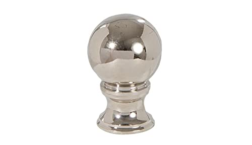 Image of B&P Lamp Solid Brass Sphere Style Polished Nickel Finial, 1-3 /8 Inch Height, 1 /4-27 Tap