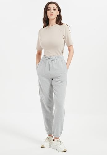 Image of Tronjori Womens High Waisted Pull on Baggy Fleece Lined Sweatpants Fall Winter Athletic Joggers Lounge Trousers Cinch Bottom