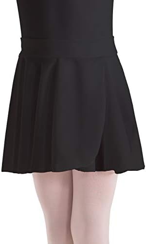 Motionwear Mock Wrap Pull On Waist Crepe Skirt, Black, Small Adult