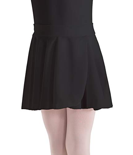 Motionwear Mock Wrap Pull On Waist Crepe Skirt, Black, Small Adult #TOP21