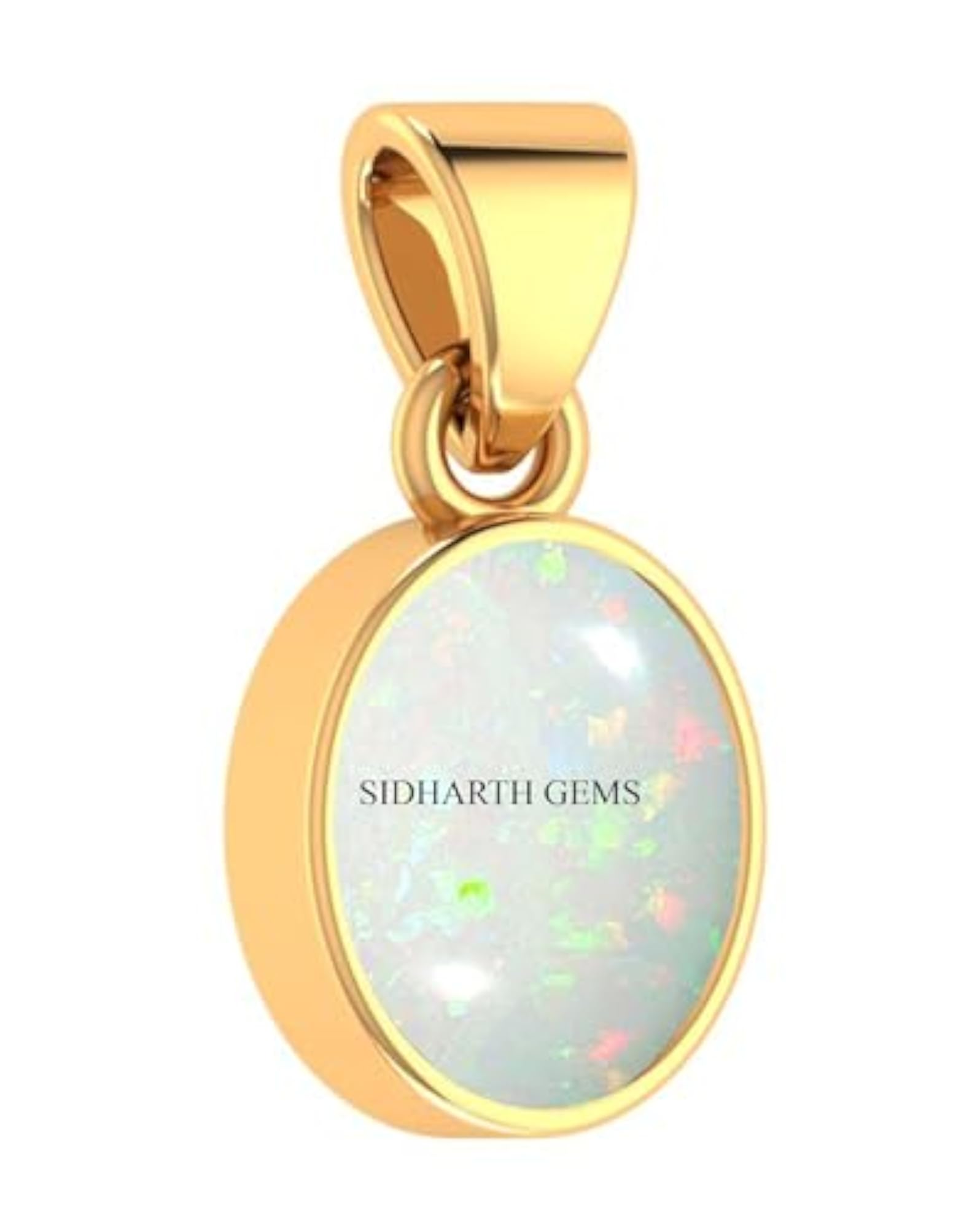 Natural White Opal Gold Plated Pendant Locket, Unisex