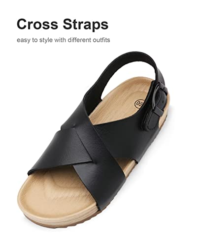 Cubufly Kids Sandals Cross Strappy Open Toe Plat Girl Boy Summer Shoes For Indoor And Outdoor Use Toddler/Little Kid/Big Kid #TOP1