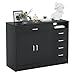 Belandi 5-Drawers Salon Station Free Standing Cabinet, Salon Furniture Hair Styling Stations w/4 Side Drawers, 1 Middle Drawer, 1 Cabinet & Open Shelf, Barber Table Hair Salon Furniture