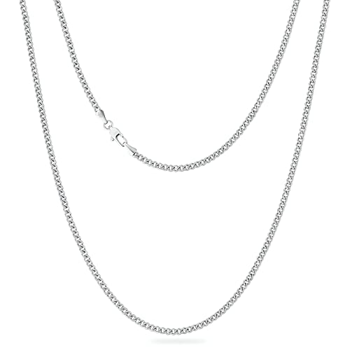 KRKC&CO 3mm Kette Damen, Herren Edelstahl Panzerkette mit Diamantschliff, Silbrig Cuban Link Chains Silberkette, Geschenke für Frauen Mädchen Männer Jungs, [Länge 50,8cm]