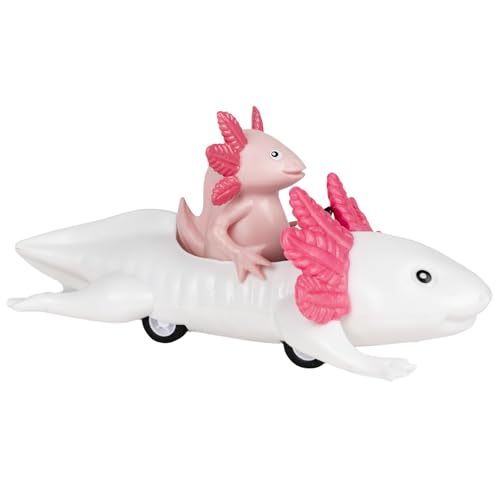 Axolotl rosa divertido en auto a escala pequeña miniatura 1