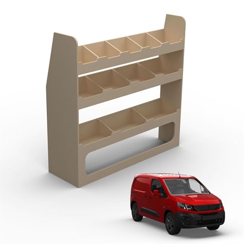 Van Racking fits Peugeot Partner (Standard (L1) Wheelbase) Plywood Easy Self Assemble Tool Storage Shelving - Fitting Fixtures Included - (Driver Side)