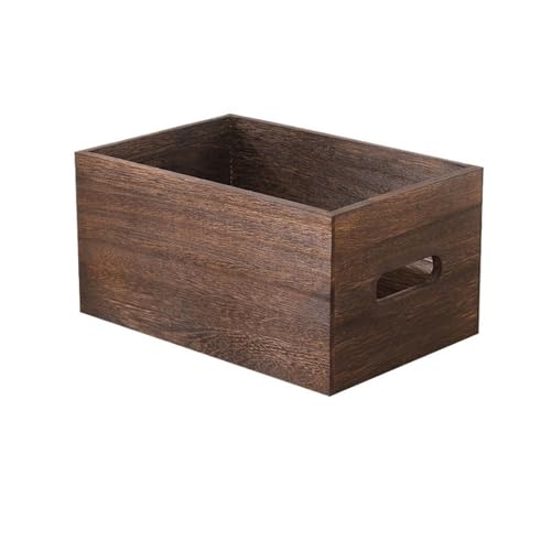 Étagère en bois rétro pour salon - Caisse de rangement vinyles et livres format Large
