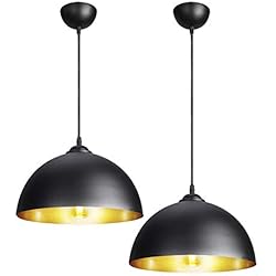 Lampara Industrial Conforama CCLIFE 2 Unidades Lámpara de techo Vintage colgante, Lámpara industrial Retro de Metal, Casquillo E27,Ø300mm, Color:Negro