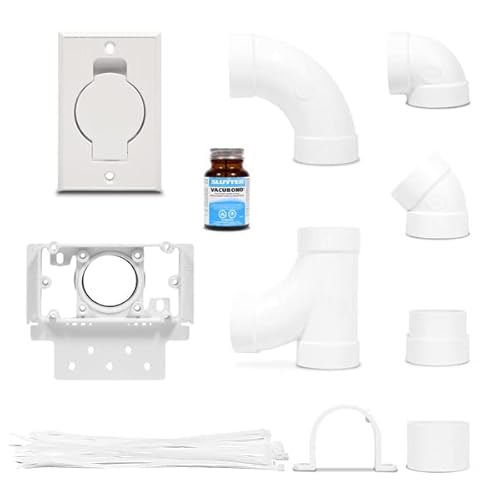 Générique Kit 1 Prise rectangulaire avec Coudes et Colle pour aspirateur centralisé (sans Tubes) - Compatibles Toutes Marques Aspiration Centralisée - Garantie 2 Ans