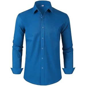 Men's Dress Shirts Regular Fit Solid Long Sleeve Formal Shirt Business Casual Button Down Shirts