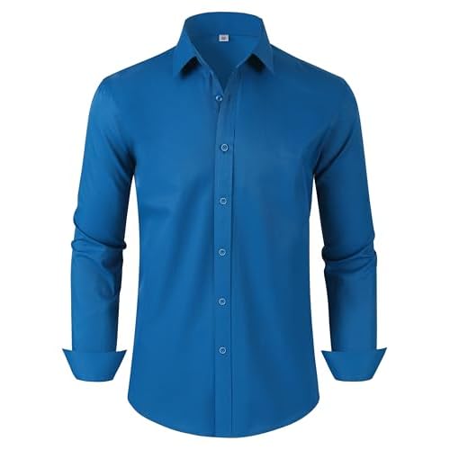 Men's Dress Shirts Regular Fit Solid Long Sleeve Formal Shirt Business Casual Button Down Shirts XX-Large 00097_dark Teal