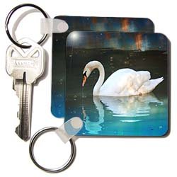 Porte-clés cygne blanc 3drose lot de 2, cadeau idéal symbole de pureté - 2