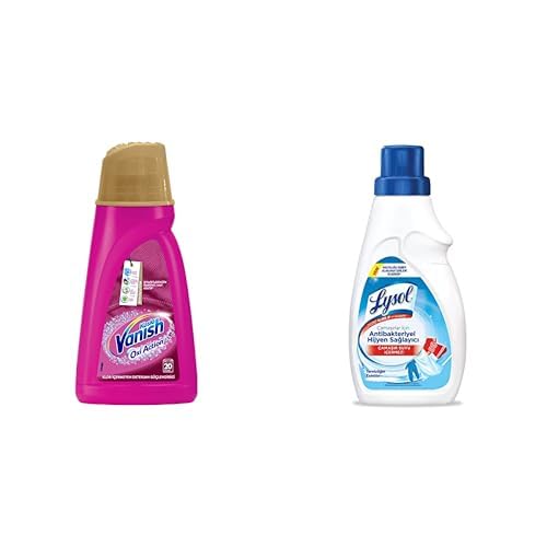 Vanish Kosla Multipower Renkliler için Leke Çıkarıcı 1000 ml ve Lysol Antibakteriyel Çamaşırlar için Çamaşır Suyu İçermeyen Hijyen Sağlayıcı 720 ml